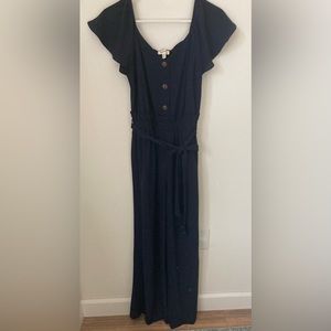 🆕 NWOT, Monteau, Flutter Sleeve Jumpsuit, Size XS, Navy Blue, (Women)